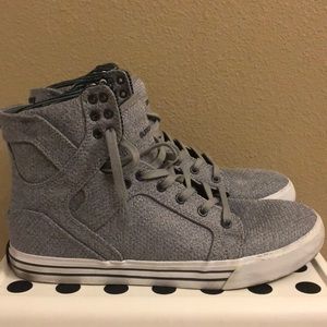 Supra Skytop Light Grey & Navy Knit Skate Shoes 10